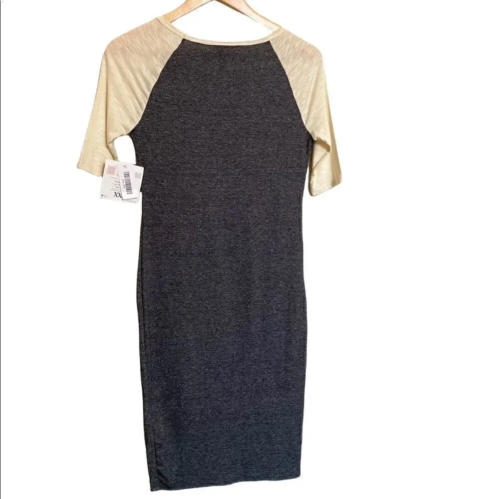 NWT LuLaRoe Gray and Cream Julia Dress Size XXS